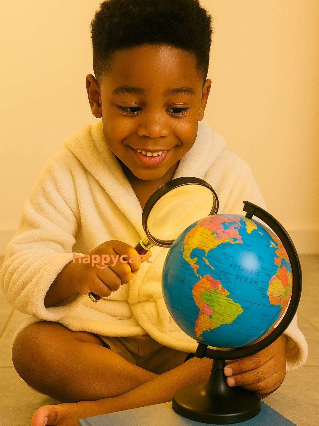 World Globe and magnifier
